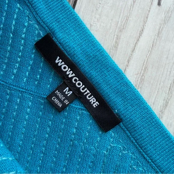 WOWCOUTURE Y2K teal blue one-shoulder full sequin dress - Picture 2 of 5